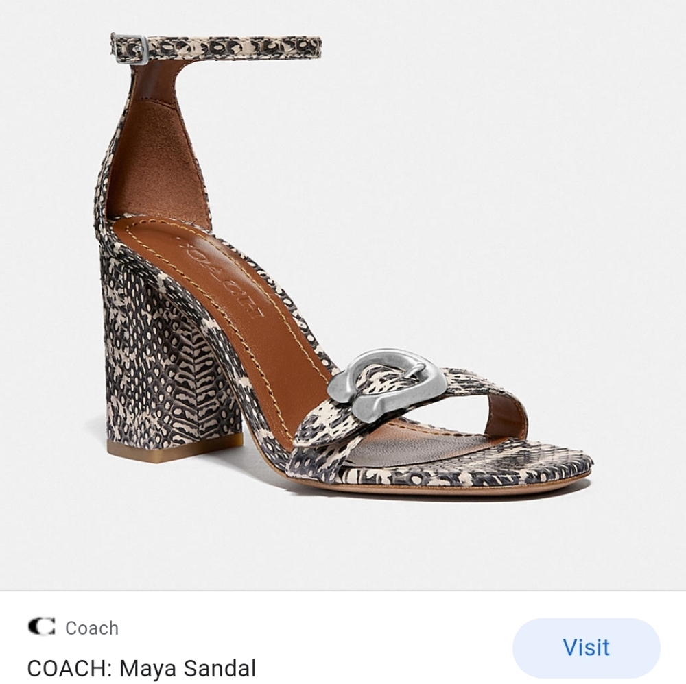 Coach Maya Signature Buckle Snake Print Sandals
